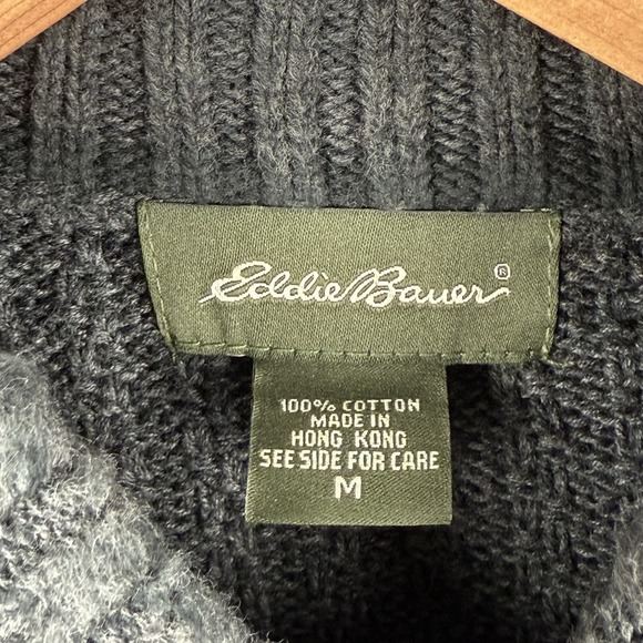 Eddie Bauer Henley Sweater Mens‎ M Gray Cotton Fisherman Heavy Classic Grunge - Picture 6 of 10